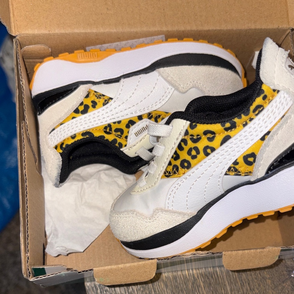 Puma Kids Yellow Leopard Sneakers